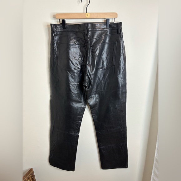 AGOLDE ‘90s Pinch Waist Recycled Leather Black High Waist Pants, Size 31 - Picture 7 of 10